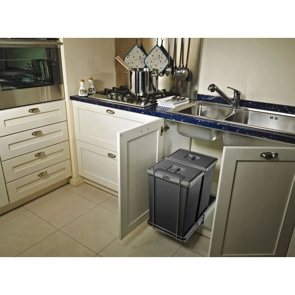 Plastikinė šiukšliadėžė rūšiuotoms atliekoms/įmontuota 8 + 8 + 8 + 8 l Ecofil - Elletipi-image-1