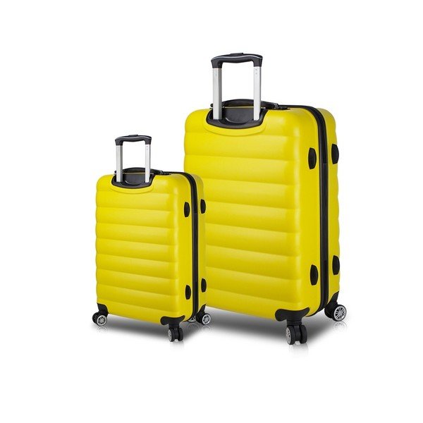 2 geltonų kelioninių lagaminų ant ratukų su USB jungtimis rinkinys My Valice RESSNO Cabin & Large