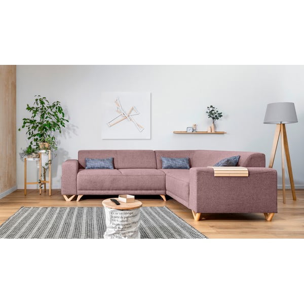 Rožinės spalvos sulankstoma/su sandėliavimo vieta kampinė sofa (su dešiniuoju kampu/„L“ formos) Classy Sophie – Miuform-image-1