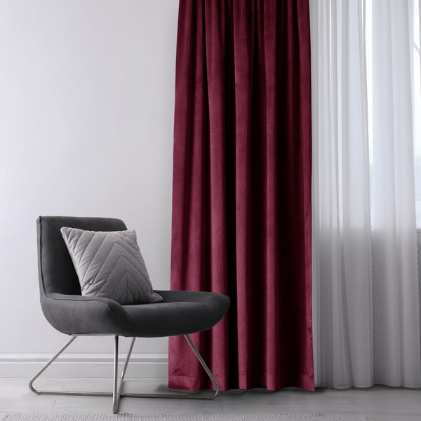 Bordo spalvos iš velveto pritemdymas (dalinis užtemimas) užuolaida 140x245 cm Eyelets – Restilo-image-1