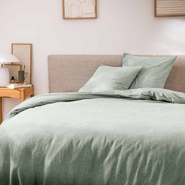 Žalios spalvos iš medvilnės dvigulė/itin ilga patalynė 3 dalių 240x220 cm Meline – douceur d'intérieur-image-1