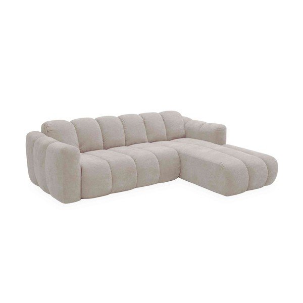 Kreminės spalvos sulankstoma kampinė sofa iš šenilinio audinio (su dešiniuoju kampu) Michell – Miuform