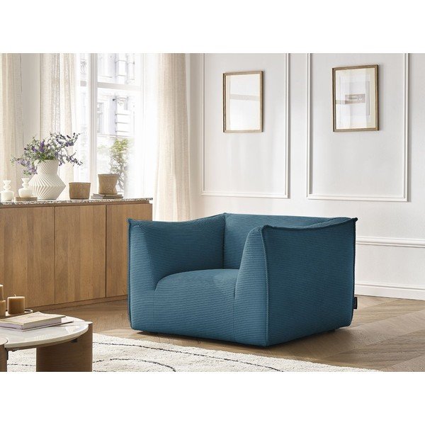 Mėlynos spalvos krėslas iš kordinio velveto Giorgia – Bobochic Paris-image-1