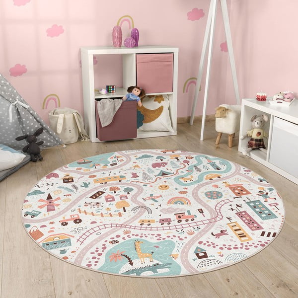 Skalbiamas vaikiškas žaidimų kilimas ø100 cm Furry World – Mila Home-image-4