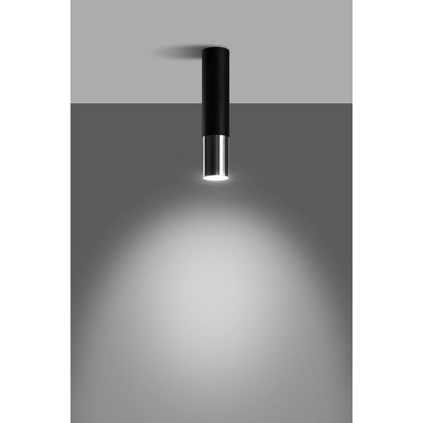 Juodos spalvos/sidabrinės spalvos iš metalo lubinis šviestuvas ø 6 cm Longbot – Sollux-image-1