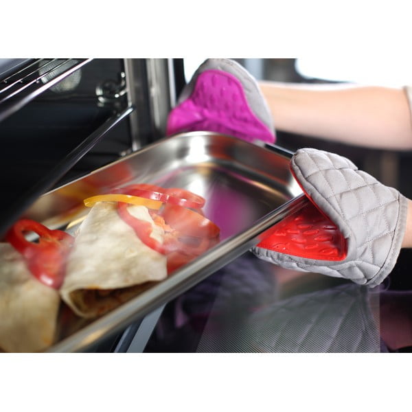 Raudonos ir pilkos spalvos medvilninė puodynė su silikonu "Vialli Design Hot Touch-image-2