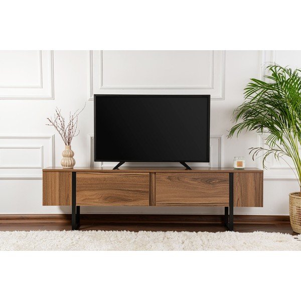 Tamsios natūralios spalvos TV spintelė iš riešutmedžio 180x50x29,5 cm Serenity – Kalune Design-image-1