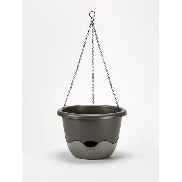 Pilkos spalvos savaiminio laistymo vazonas, skirtas kabinti Plastia Mareta, 30 cm ilgio-image-1