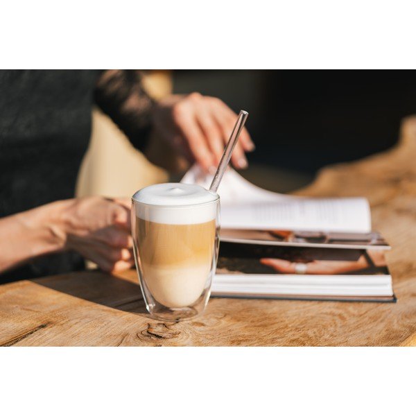 Iš stiklo puodeliai 6 vnt. su dviguba sienele/latte kavai 350 ml – Vialli Design-image-3