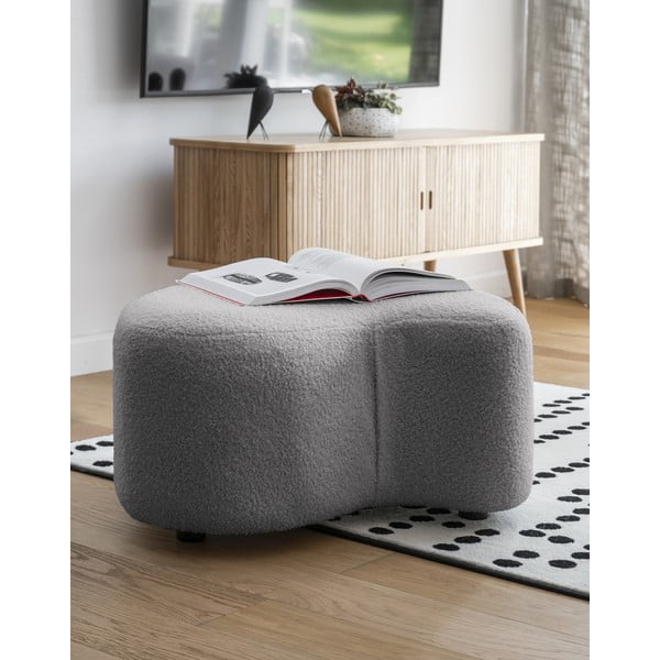 Pufas pilkos spalvos iš boucle Miuf – Miuform-image-1