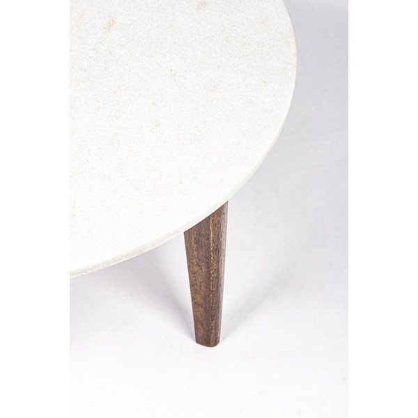 Baltos spalvos/natūralios spalvos su marmuriniu stalviršiu apvalios formos kavos staliukas ø 60 cm Sylvester – Bizzotto-image-3