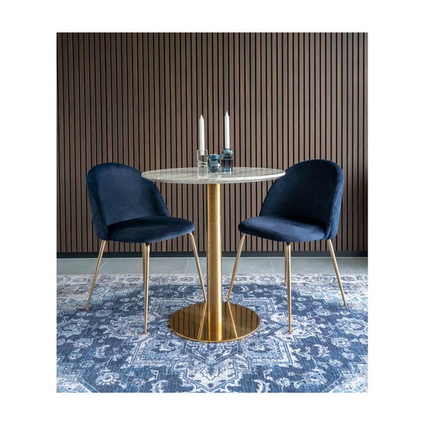 Iš aksomo valgomojo kėdės mėlynos spalvos/auksinės spalvos 2 vnt. Geneve – House Nordic-image-2