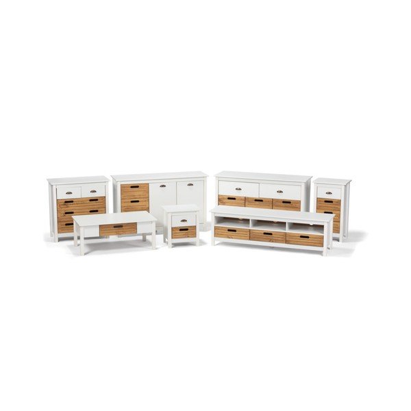 Baltos pušies medienos spintelė su 4 stalčiais Bonami Essentials Ibiza-image-1