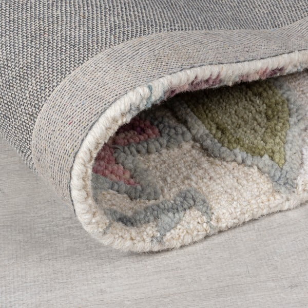 Rankų darbo kreminės spalvos iš vilnos kilimas 120x170 cm Tania Floral – Flair Rugs-image-3