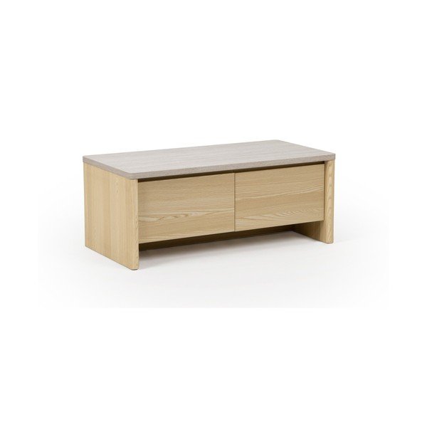 Baltos spalvos/šviesios natūralios spalvos kavos staliukas iš ąžuolo 40x100 cm Dore – Marckeric