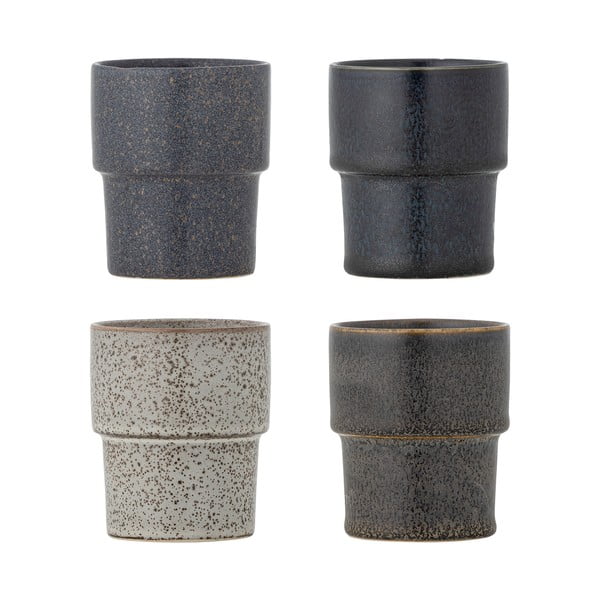Rudos spalvos iš akmens masės puodeliai 4 vnt. espreso 150 ml Ewan – Bloomingville