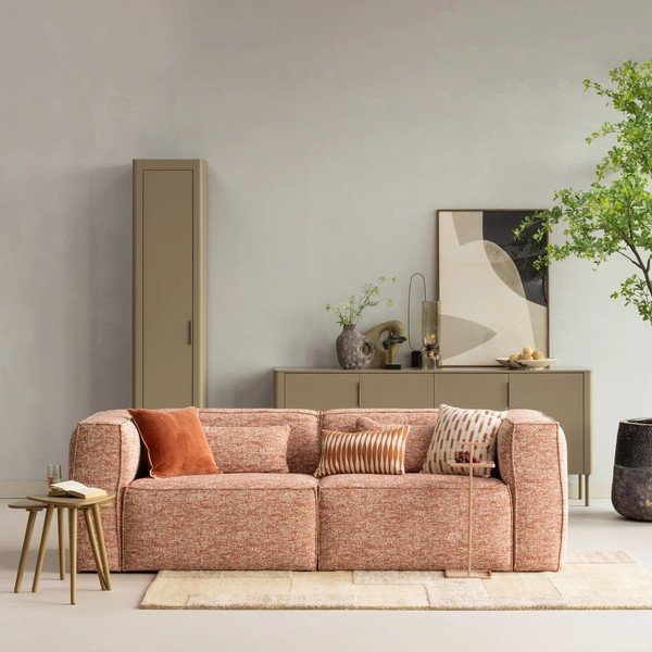 Pilkai rožinės spalvos kampinė sofa (su kairiuoju kampu/su gultu) Bean – WOOOD-image-1
