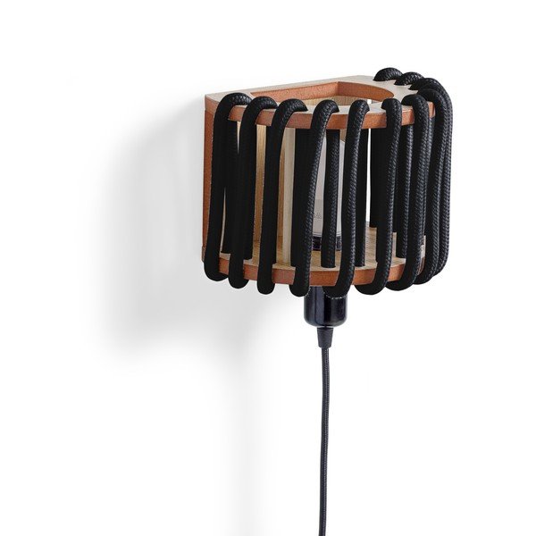 Juodas sieninis šviestuvas su medine konstrukcija EMKO Macaron, 20 cm ilgio-image-2