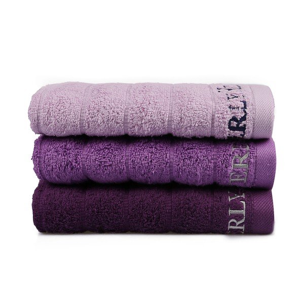 3 violetinių medvilninių rankšluosčių rinkinys, 90 x 50 cm-image-1