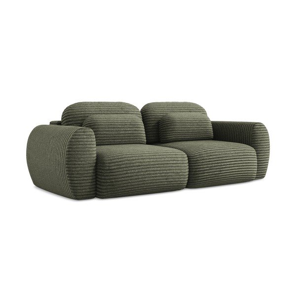 Žalios spalvos iš kordinio velveto sulankstoma/su sandėliavimo vieta sofa 266 cm Kini – Makamii-image-3