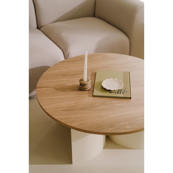 Kreminės spalvos/natūralios spalvos apvalios formos kavos staliukas su uosio dekoro stalviršiu ø 95 cm Gavo – noo.ma-image-3