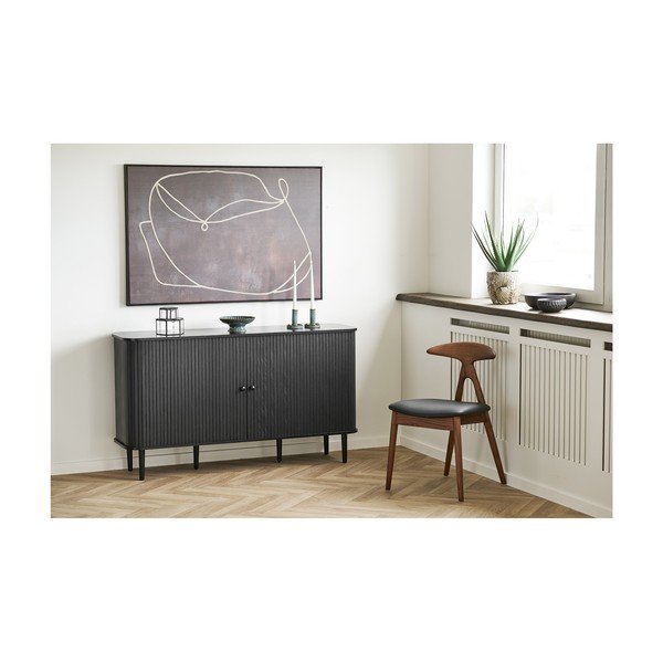 Juodos spalvos/tamsiai rudos spalvos iš ąžuolo masyvo valgomojo kėdė Lanuza – House Nordic-image-3