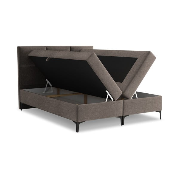 Rudos spalvos spyruoklinė lova su sandėliavimo vieta 180x200 cm Pakalana – Makamii-image-1