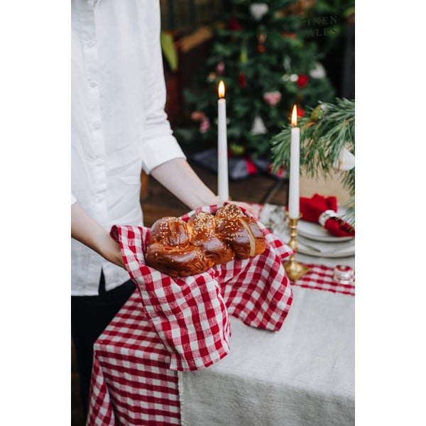 Iš lino virtuvės rankšluostis 45x65 cm Red Gingham – Linen Tales-image-2