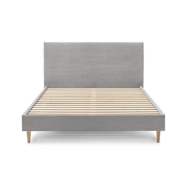 Pilka velvetinė dvigulė lova Bobochic Paris Anja Light, 160 x 200 cm-image-1