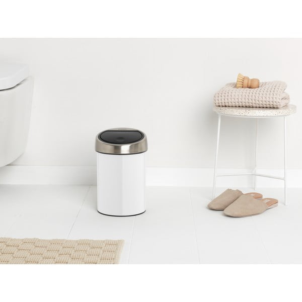 Iš plieno galima atidaryti palietus šiukšliadėžė baltos spalvos 3 l Touch Bin – Brabantia-image-1