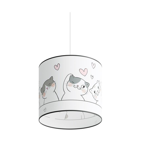 Baltos spalvos vaikiškas pakabinamas šviestuvas ø 30 cm su plastikiniu gaubtu Puss – Sollux