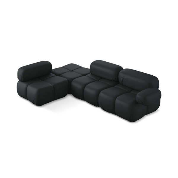 Juodos spalvos iš dirbtinės odos modulinė kampinė sofa (su kairiuoju kampu) Lokua – Makamii-image-1