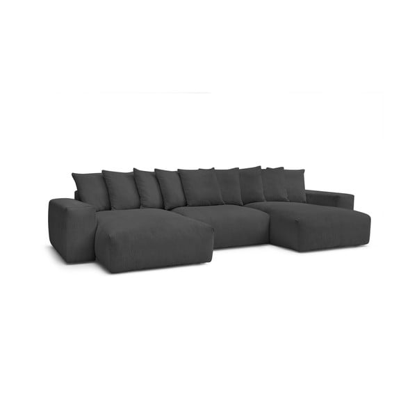 Iš kordinio velveto kampinė sofa pilkos spalvos Voltaire – Bobochic Paris-image-1