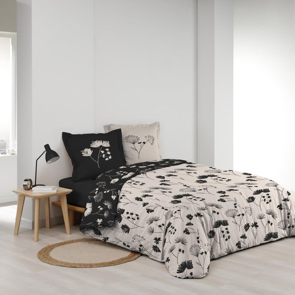 Iš medvilninio perkelio dvigulė/itin ilga patalynė juodos spalvos/smėlio spalvos 240x220 cm Iris – douceur d'intérieur-image-2