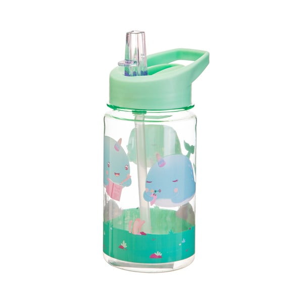 Žalias kūdikių vandens buteliukas Sass & Belle Drink Up Alma Narwhal, 400 ml