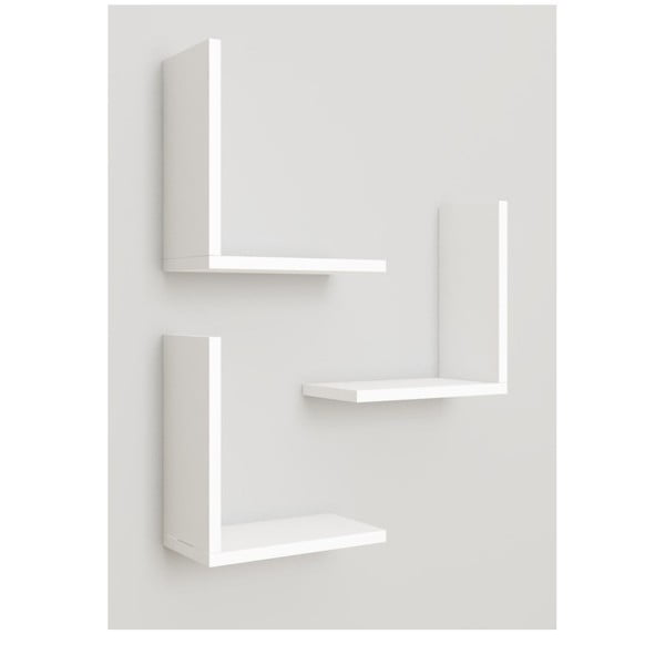 3 baltos spalvos lentynų rinkinys Wesley - Kalune Design