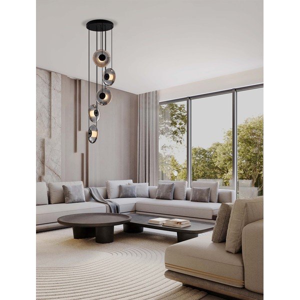 Matinės juodos spalvos iš stiklo kabantis šviestuvas LED su pritemdymo funkcija ø 40 cm Ballet – Nova Luce-image-1