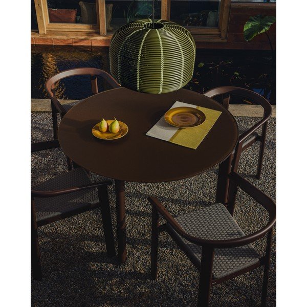 Apvalios formos sodo valgomojo stalas su stikliniu stalviršiu ø 120 cm Erice – Kave Home-image-1