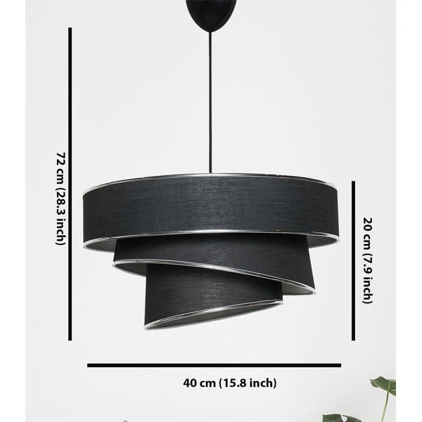 Kabantis šviestuvas juodos spalvos/sidabrinės spalvos ø 40 cm su tekstiliniu gaubtu Couper – Opviq lights-image-2