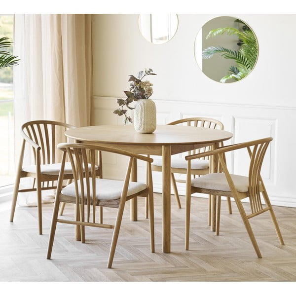 Apvalios formos prailginamas valgomojo stalas su papildomu stalviršiu iš ąžuolo ø 120 cm Bundaberg – House Nordic-image-1