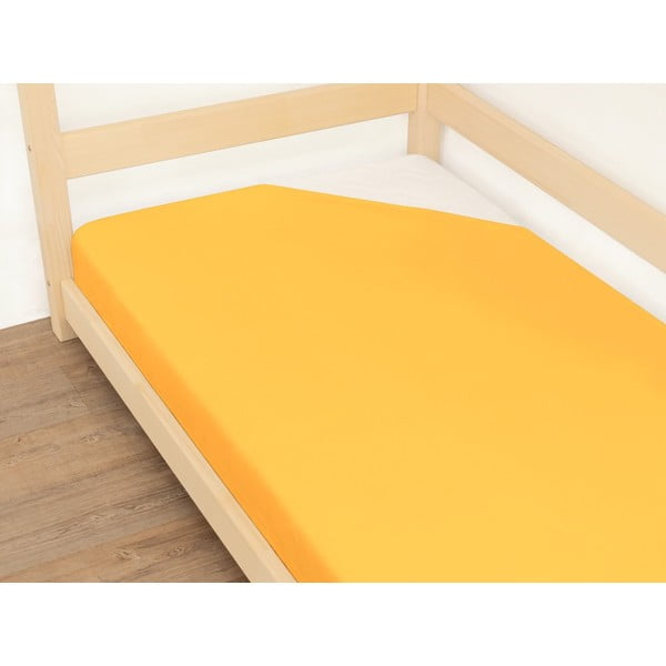 Oranžinė medvilninė paklodė Benlemi Jersey, 90 x 160 cm