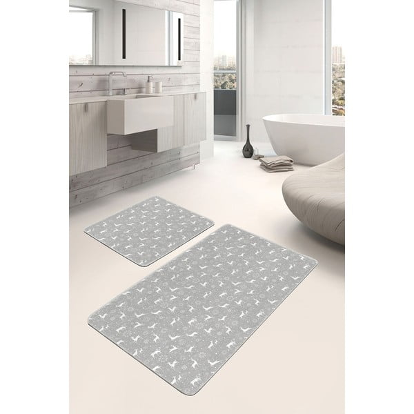 Vonios kilimėliai pilkos spalvos 2 vnt. 60x100 cm – Mila Home