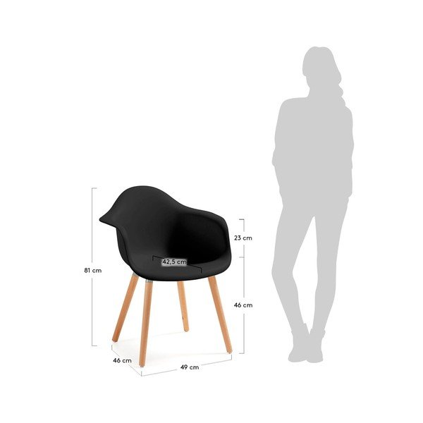 2 juodų valgomojo kėdžių rinkinys "La Forma Kenna-image-3