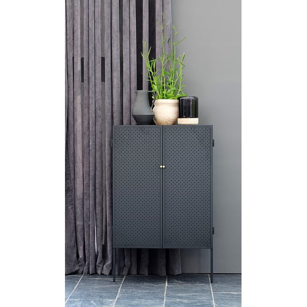 Juodos spalvos metalinė komoda Canett Brooks, aukštis 110 cm-image-1