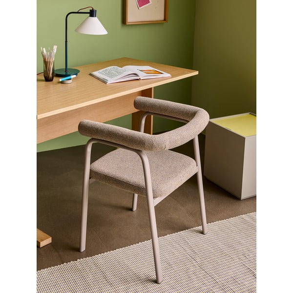 Smėlio spalvos iš audinio valgomojo kėdžių komplektas su porankiais 2 vnt. Ecto – Hübsch-image-1