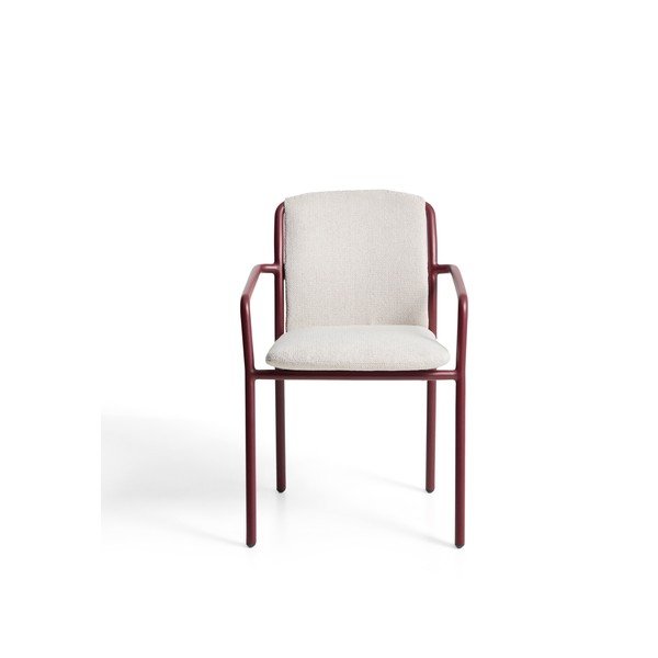 Bordo spalvos paminkštinto audinio sodo kėdė Linosa – Kave Home-image-4
