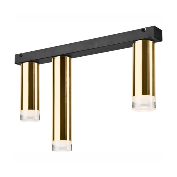 Juodos ir auksinės spalvos pakabinamas lubinis šviestuvas su 3 lemputėmis LAMKUR Diego