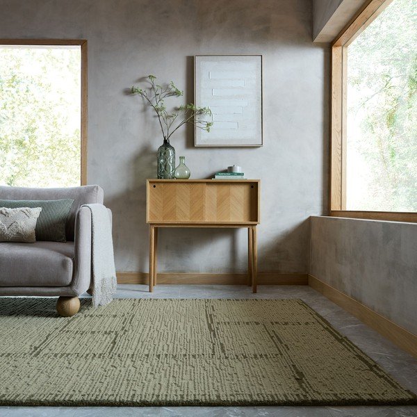 Rankų darbo žalios spalvos iš vilnos kilimas 160x230 cm Harris Modula Wool – Flair Rugs-image-1