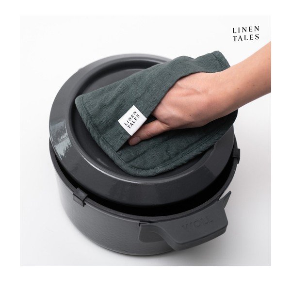 Orkaitės pirštinė iš lino Forest Green – Linen Tales-image-1