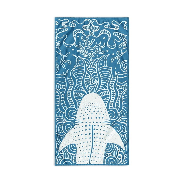 Mėlynas paplūdimio rankšluostis 90x180 cm Shark - DecoKing